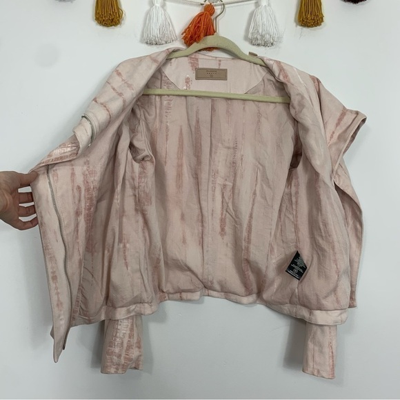 Blank NYC Pink Tie Dye Faux Suede Drape Front Moto Jacket Size Medium - Picture 8 of 16